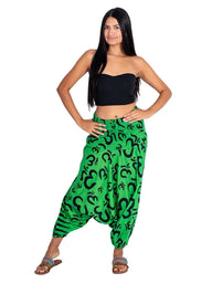 Kimago grüne Afghanhose mit schwarzem Om-Symbol