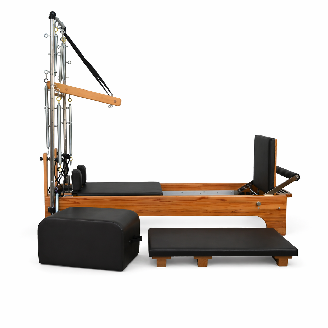 Bodylumina Premium Diamond pilates tower reformer od drveta s metalnim tornjem, oprugama, trakama, pilates boxom i produžetkom platforme, profesionalna pilates sprava za tower reformer trening, jačanje core mišića, istezanje, rehabilitaciju i oblikovanje tijela kod kuće ili u studiju.